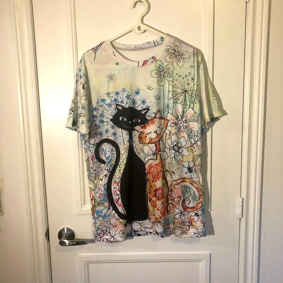 ⭐️HOST PICK⭐️ Cat Shirt, Long, Oversized, Women’s Size 1X - Picture 1 of 5